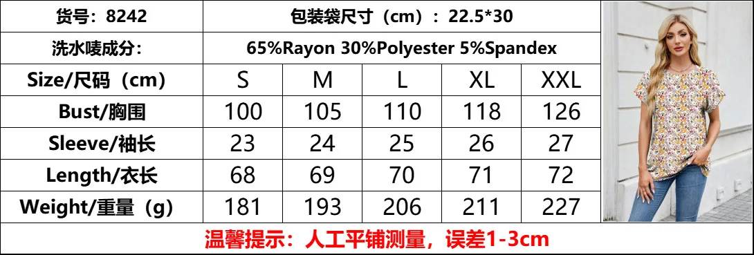 Europe And The United States  Foreign Trade  Spring Summer Summer Printed Round Neck Loose Short Sleeve T-shirt Top Women's In Stock display picture 1