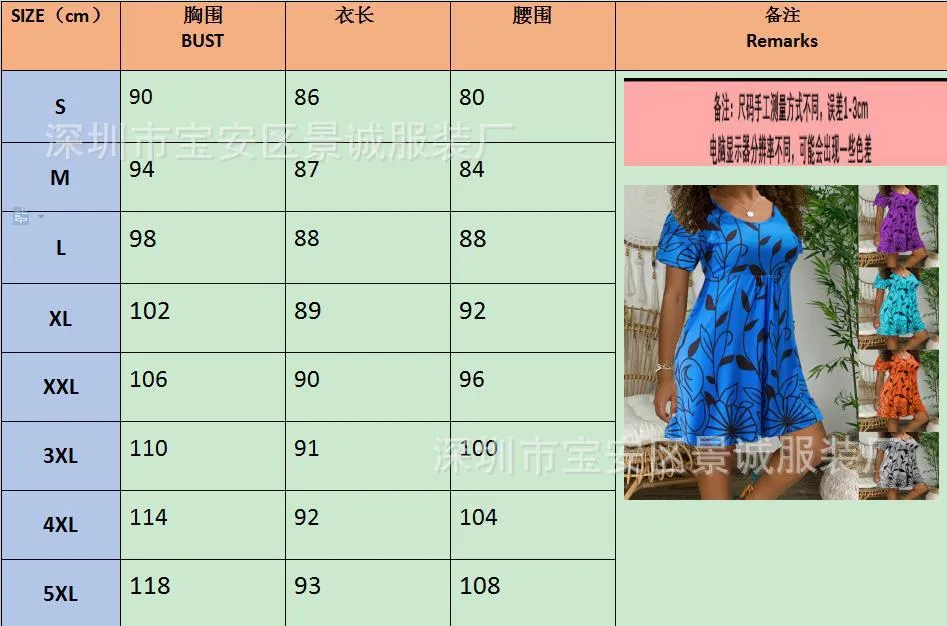Wish  Hot Dress Summer  New   Skirt Summer Short-sleeved Printed Dress display picture 1