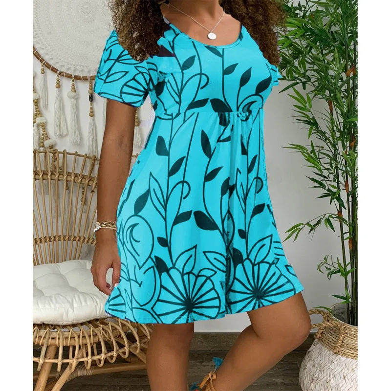 Wish  Hot Dress Summer  New   Skirt Summer Short-sleeved Printed Dress display picture 4
