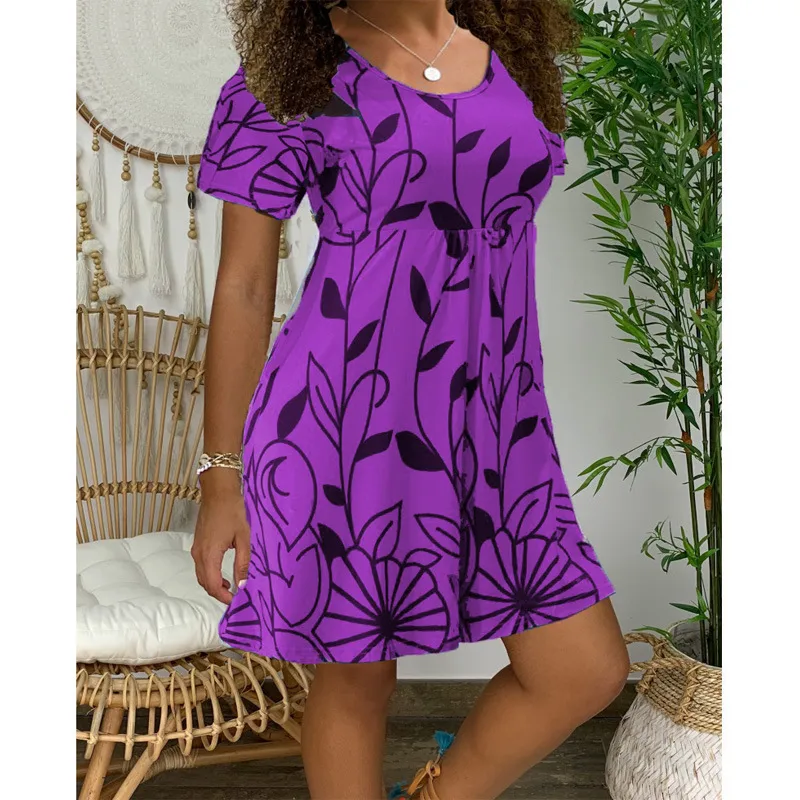 Wish  Hot Dress Summer  New   Skirt Summer Short-sleeved Printed Dress display picture 6