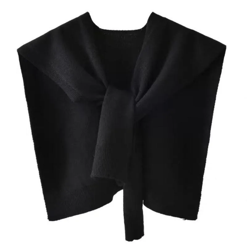 Knitted Shawl Women's Spring And Autumn Waistcoat Solid Color Shoulder Thin Cardigan Summer Knotted False Collar Scarf display picture 7