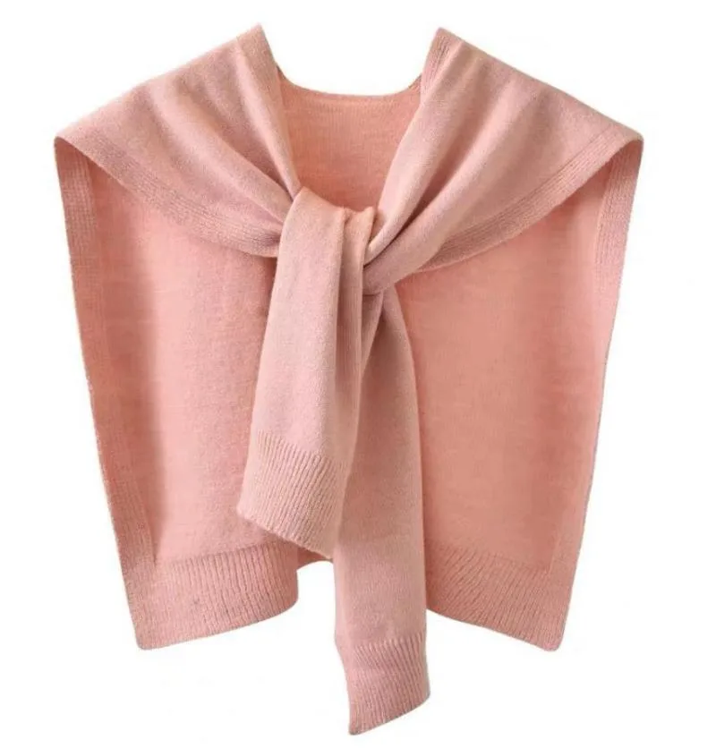 Knitted Shawl Women's Spring And Autumn Waistcoat Solid Color Shoulder Thin Cardigan Summer Knotted False Collar Scarf display picture 9