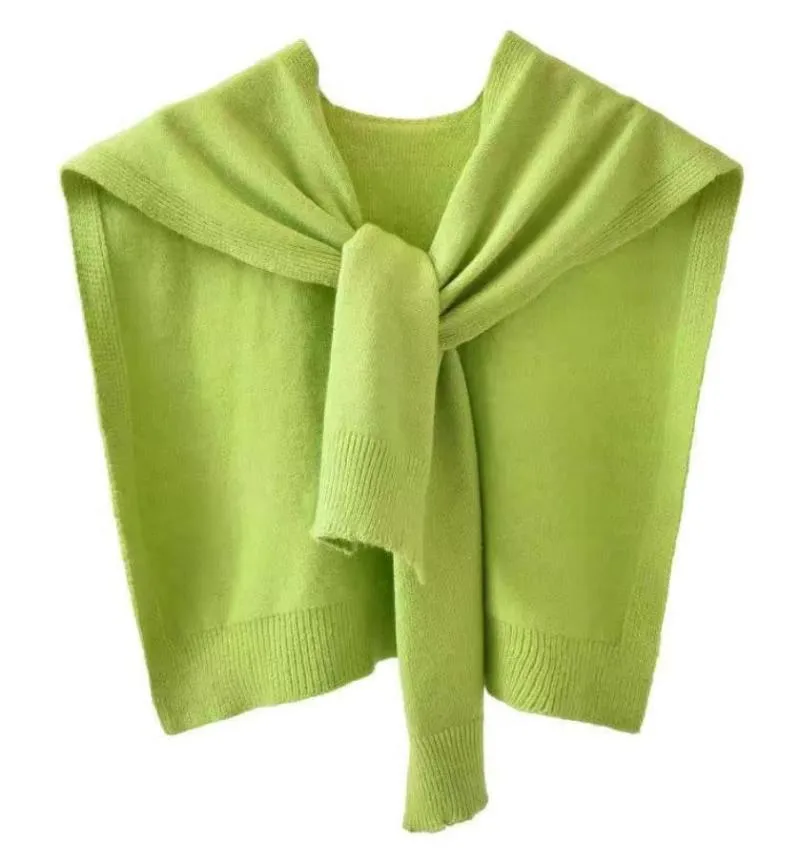 Knitted Shawl Women's Spring And Autumn Waistcoat Solid Color Shoulder Thin Cardigan Summer Knotted False Collar Scarf display picture 11