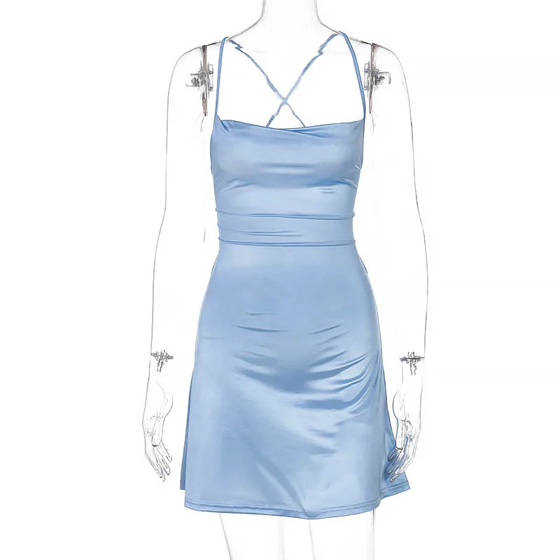 Style  Spring And Summer Design Short Low-cut Strap Backless Hot Girl Party Dress Foreign Trade Wholesale display picture 6
