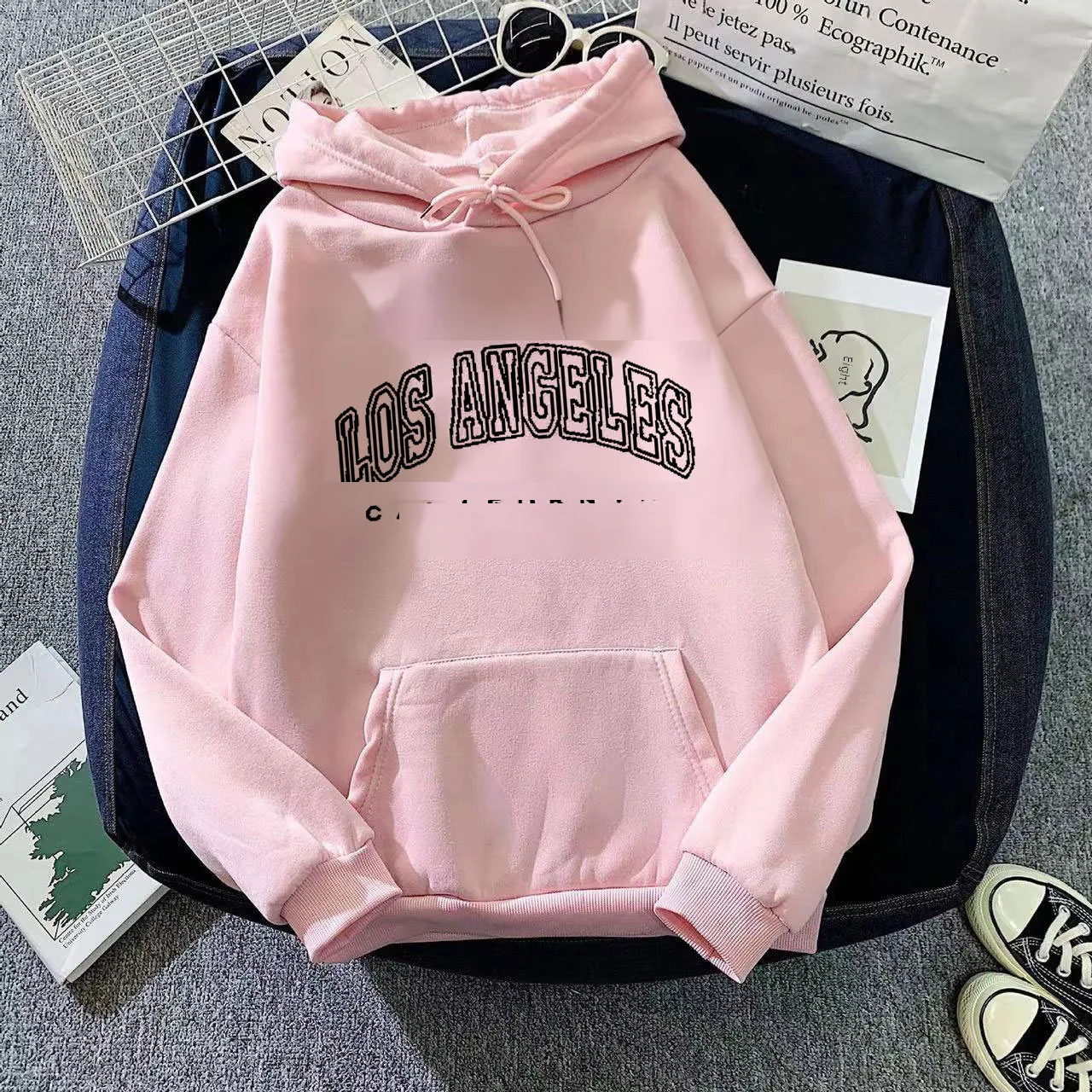 Wholesale Autumn And Winter Sweater Women's Fleece-lined Hooded Pullover Loose Printed Plus Size Velvet Coat Ins Trendy Women display picture 3