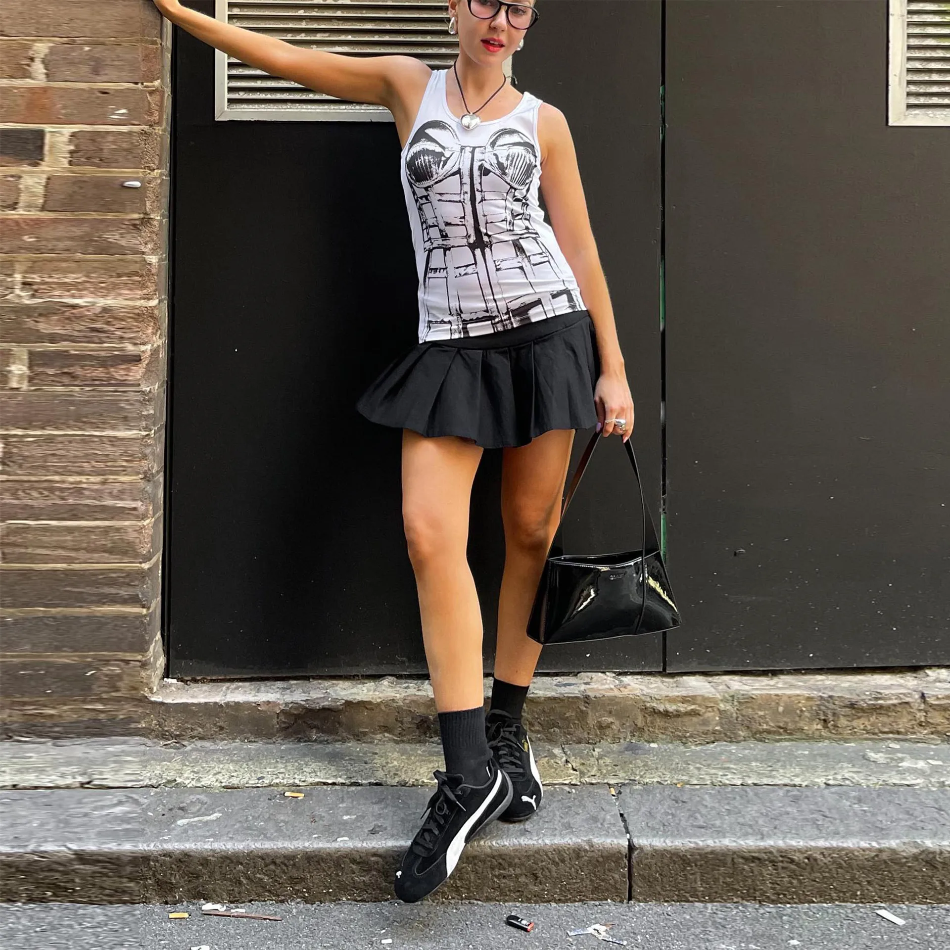 A706TP Europe And The United States   Spring New Sleeveless Vest Female Bone Printing Street Hot Girl Fashion All-match display picture 6