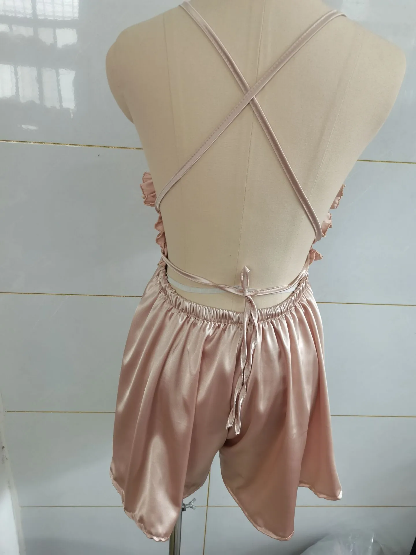 Foreign Trade Sexy Dress Deep V-Neck Hanging Neck Tether Backless Lingerie  Fashion Dress Pants display picture 2