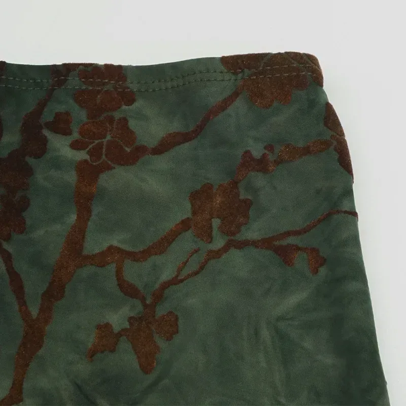 A680SK  Spice Girl  New Chinese Retro Plant Printed Women's Slimming Mid-length High Waist Skirt display picture 10