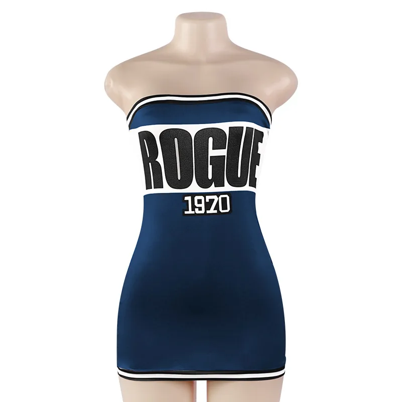A502DS  Foreign Trade  Summer New Fashion Letter Printing Tube-like Sexy Short Slim-fit Dress display picture 11