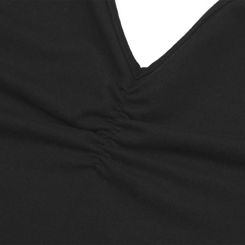 W222TP  Street  Summer New Solid Color Sleeveless Neck Lace-up Slim-fit Irregular Vest Top display picture 13