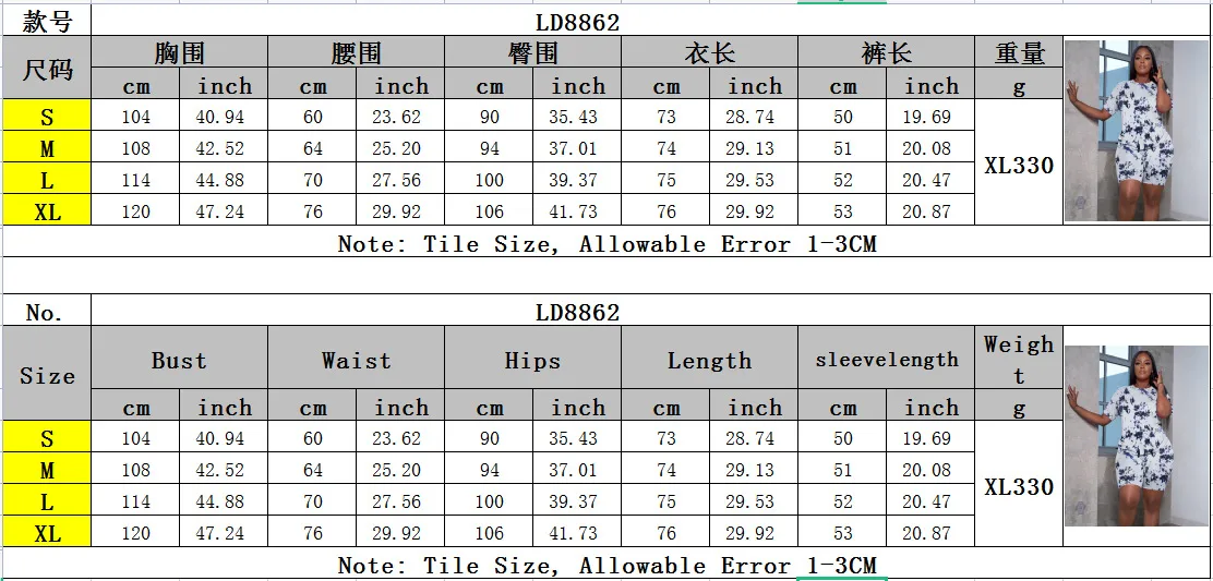 LD8862 Summer New  Women's Tie-dye Suit  Short-sleeved Shorts Splash-ink Printing Suit display picture 1