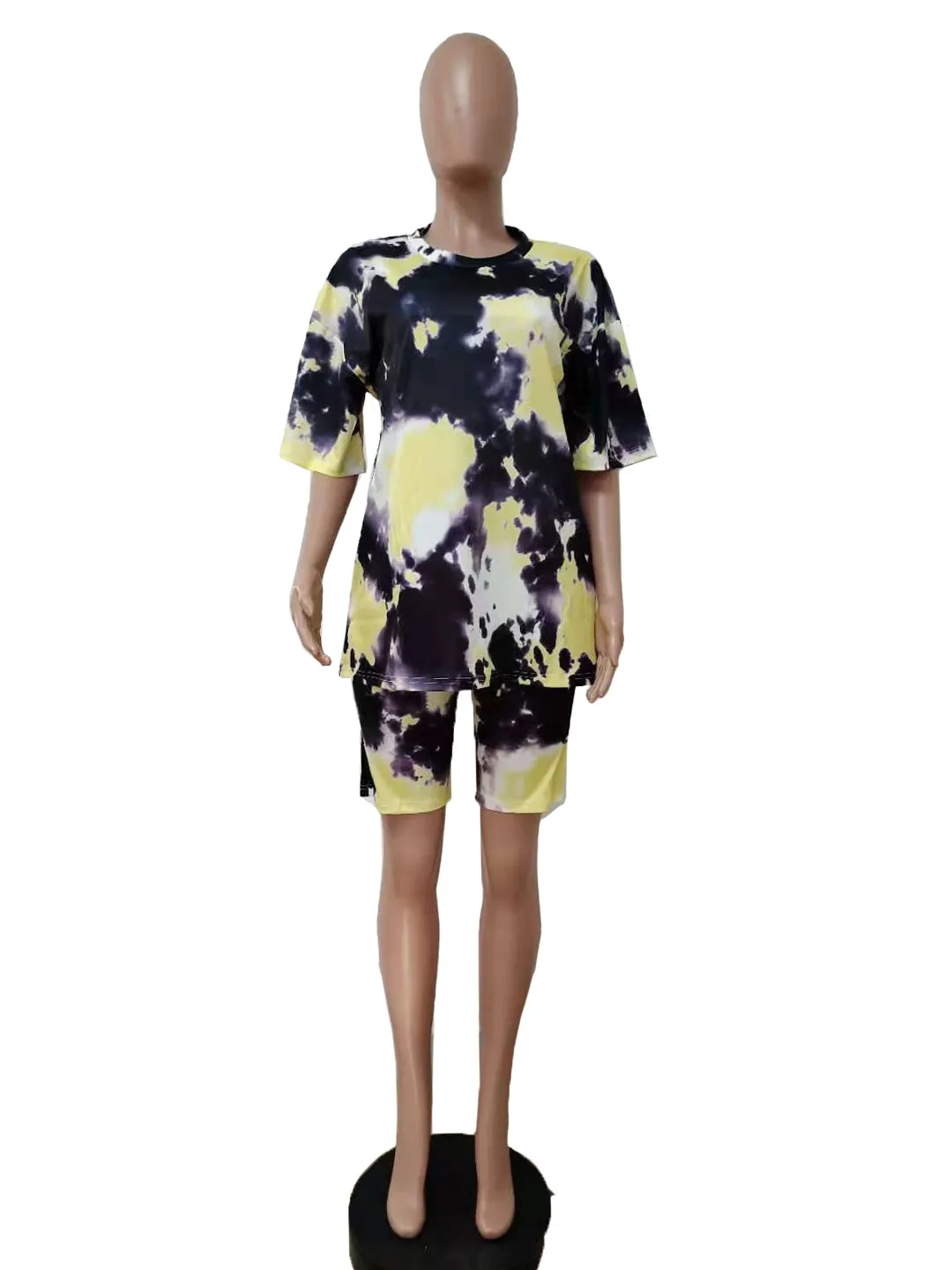 LD8862 Summer New  Women's Tie-dye Suit  Short-sleeved Shorts Splash-ink Printing Suit display picture 12