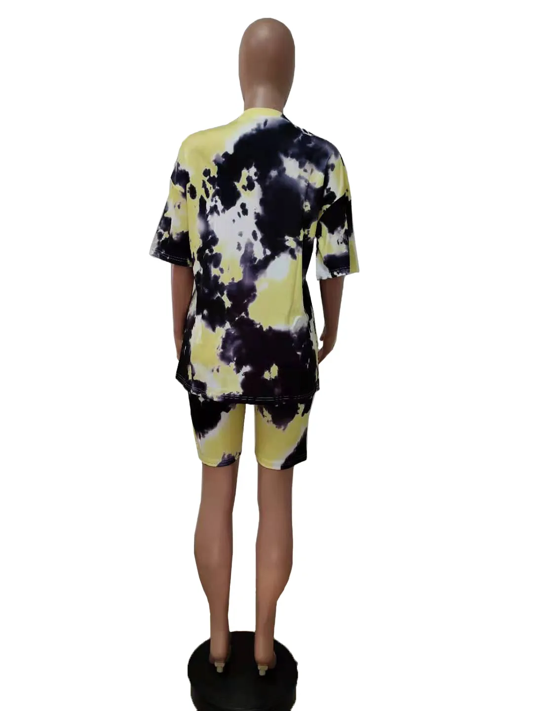 LD8862 Summer New  Women's Tie-dye Suit  Short-sleeved Shorts Splash-ink Printing Suit display picture 14