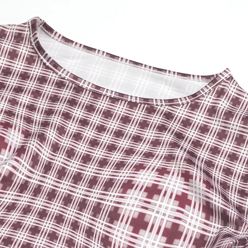 A637ST   Autumn Fashion Vintage Plaid Crewneck Pullover Long Sleeve High Waist Skirt Slim Fit Women's Suit display picture 10