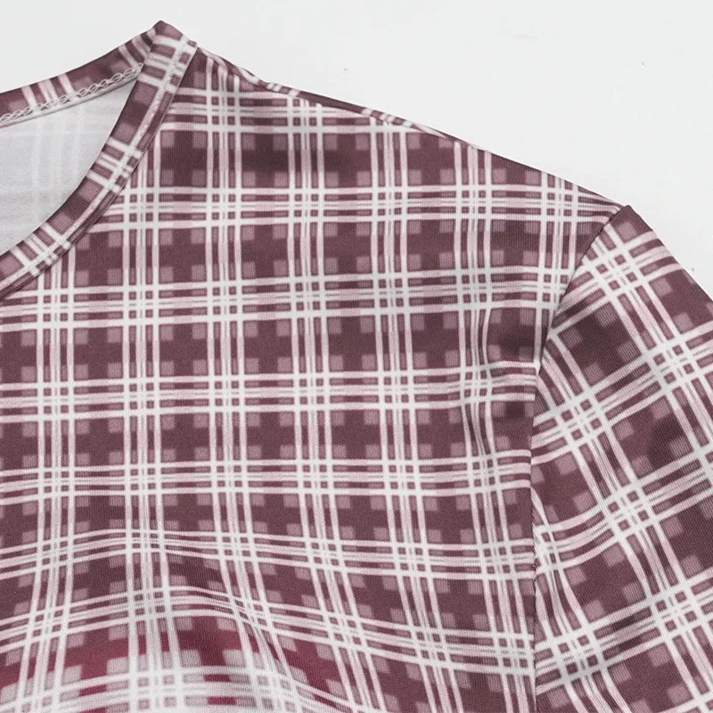 A637ST   Autumn Fashion Vintage Plaid Crewneck Pullover Long Sleeve High Waist Skirt Slim Fit Women's Suit display picture 11