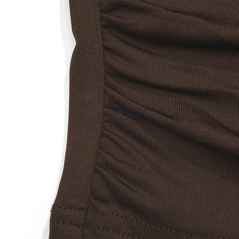 C116TP Europe And The United States  New Solid Color Round Neck Mesh Stitching Perspective Long Sleeve Half High Collar Sexy Women's Top display picture 15