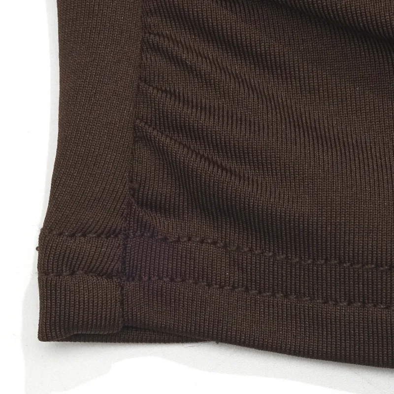 C116TP Europe And The United States  New Solid Color Round Neck Mesh Stitching Perspective Long Sleeve Half High Collar Sexy Women's Top display picture 16