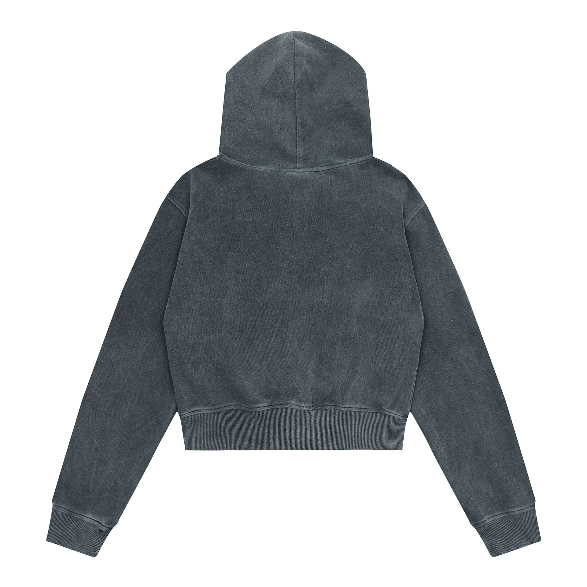 Jiayiku Women's Clothing  Autumn American Style Retro Personalized Street Fashion Washed Distressed Zipper Cardigan Hoodie Short display picture 4