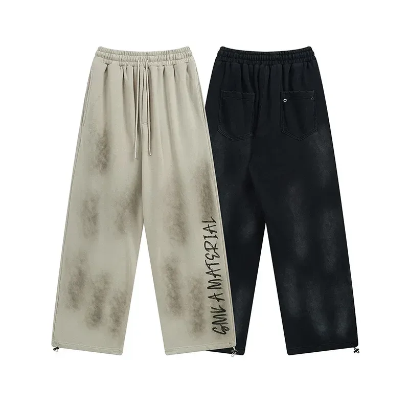 Jiayiku Men's  Autumn New American Retro Dirty Dye Washed Pants Hip-hop Hip-hop Sports Casual Pants display picture 2