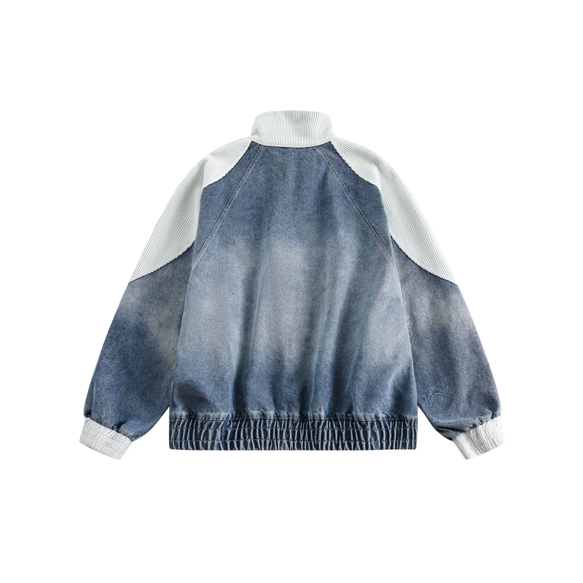Jiayiku Tide Brand  New American Retro Washing Water Denim Jacket Men's Motorcycle Wind Corduroy Stitching Jacket display picture 18