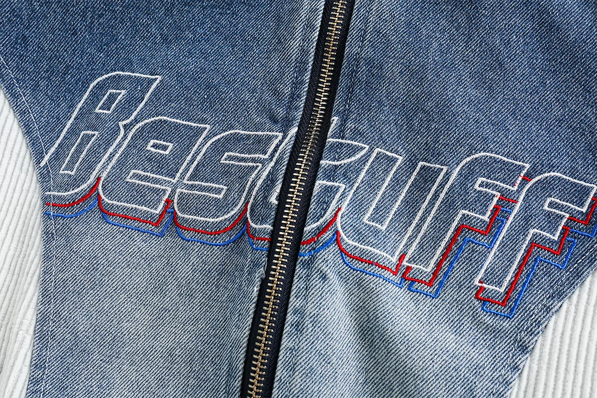 Jiayiku Tide Brand  New American Retro Washing Water Denim Jacket Men's Motorcycle Wind Corduroy Stitching Jacket display picture 20