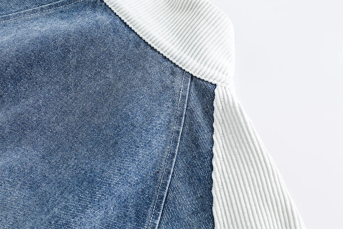 Jiayiku Tide Brand  New American Retro Washing Water Denim Jacket Men's Motorcycle Wind Corduroy Stitching Jacket display picture 23