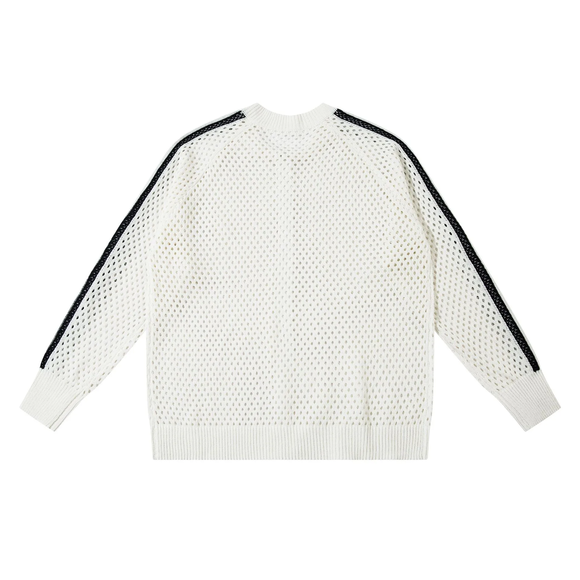 Jiayiku Fashion Brand  New American Style Retro Striped Hollow Knitwear Jacket Zipper Cardigan Sweater For Men And Women display picture 6