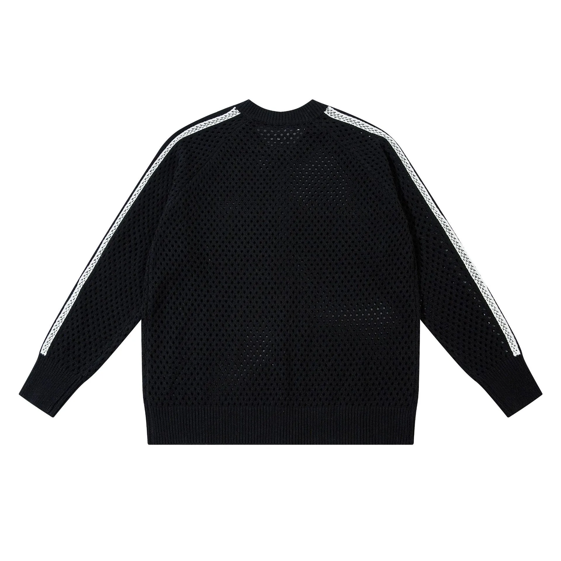 Jiayiku Fashion Brand  New American Style Retro Striped Hollow Knitwear Jacket Zipper Cardigan Sweater For Men And Women display picture 8