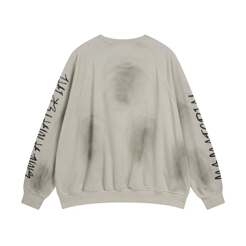 Jiayiku Men's  New Waste Earth Style American Street Fashion Brand Washed Dirty Dye Cloth Embroidered Crewneck Sweater display picture 13