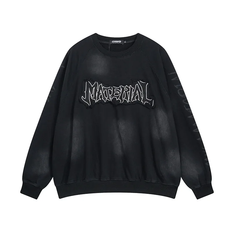 Jiayiku Men's  New Waste Earth Style American Street Fashion Brand Washed Dirty Dye Cloth Embroidered Crewneck Sweater display picture 14