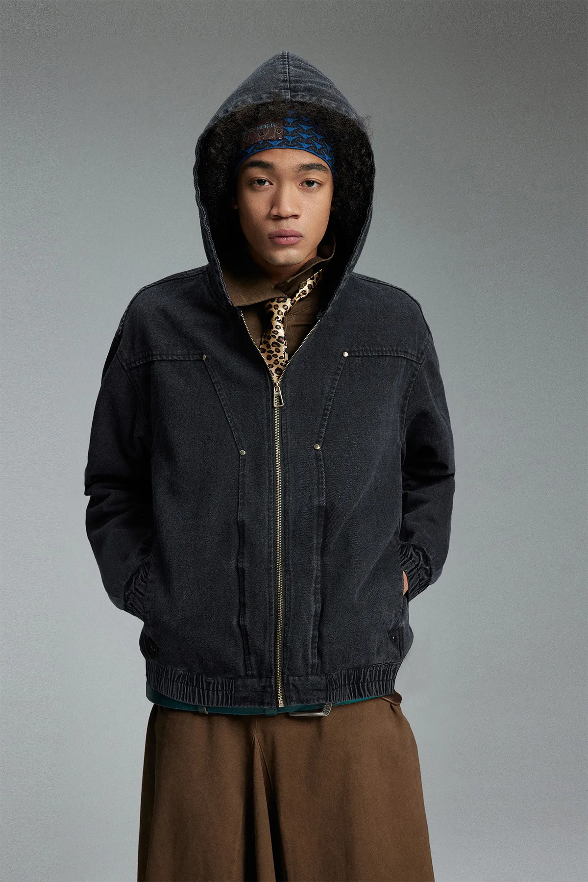Jiayiku Fashion Brand  New American Heavy Wash Denim Jacket Men's And Women's Retro High-end Hooded Jacket display picture 4