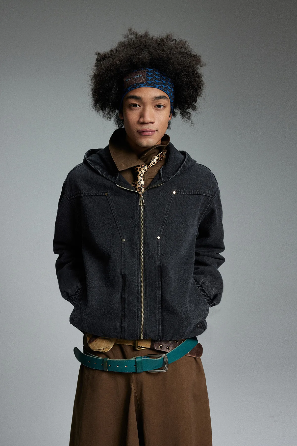 Jiayiku Fashion Brand  New American Heavy Wash Denim Jacket Men's And Women's Retro High-end Hooded Jacket display picture 6