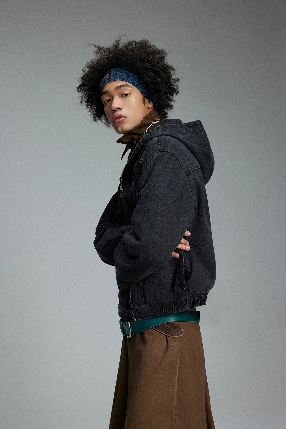 Jiayiku Fashion Brand  New American Heavy Wash Denim Jacket Men's And Women's Retro High-end Hooded Jacket display picture 10