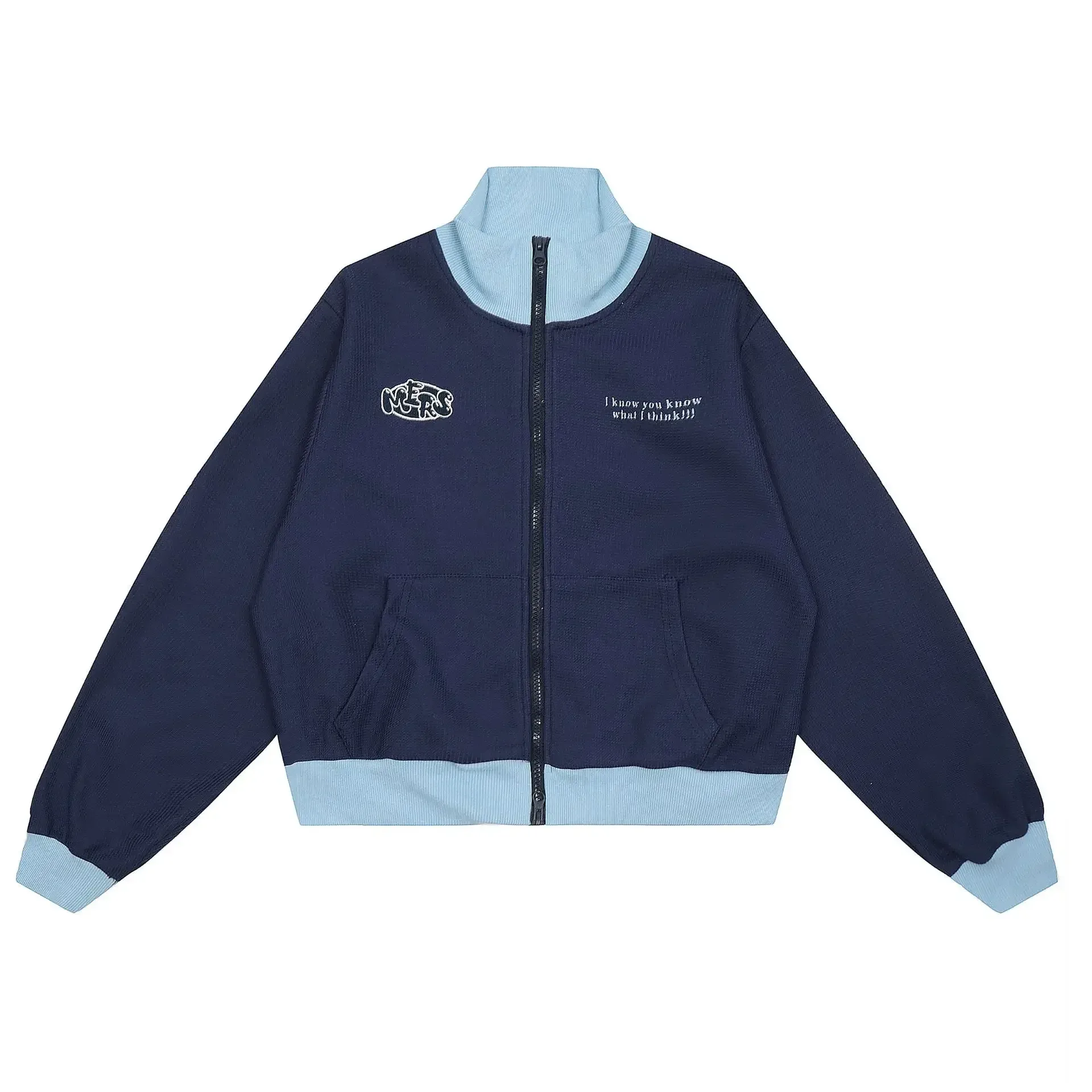 Jiayiku Fashion Brand  Autumn New American Retro Embroidered Contrast Color Stitching Baseball Suit Jacket Short Jacket display picture 3