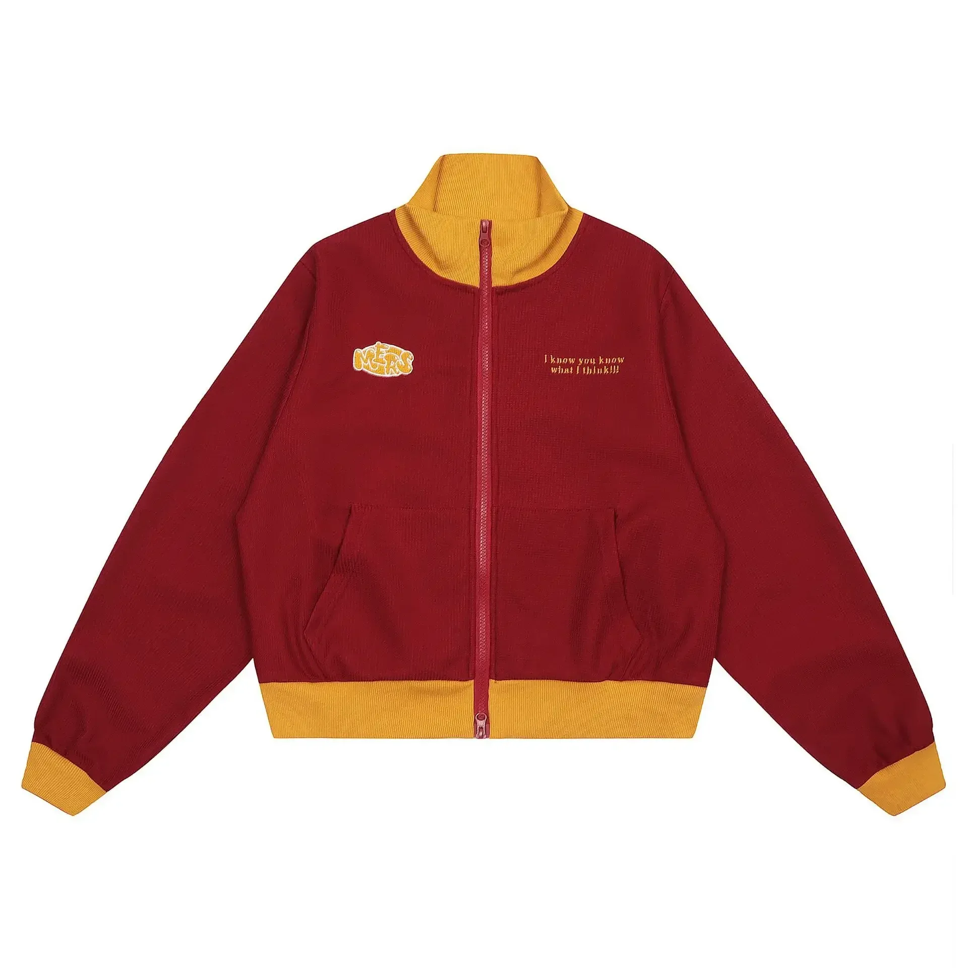 Jiayiku Fashion Brand  Autumn New American Retro Embroidered Contrast Color Stitching Baseball Suit Jacket Short Jacket display picture 5