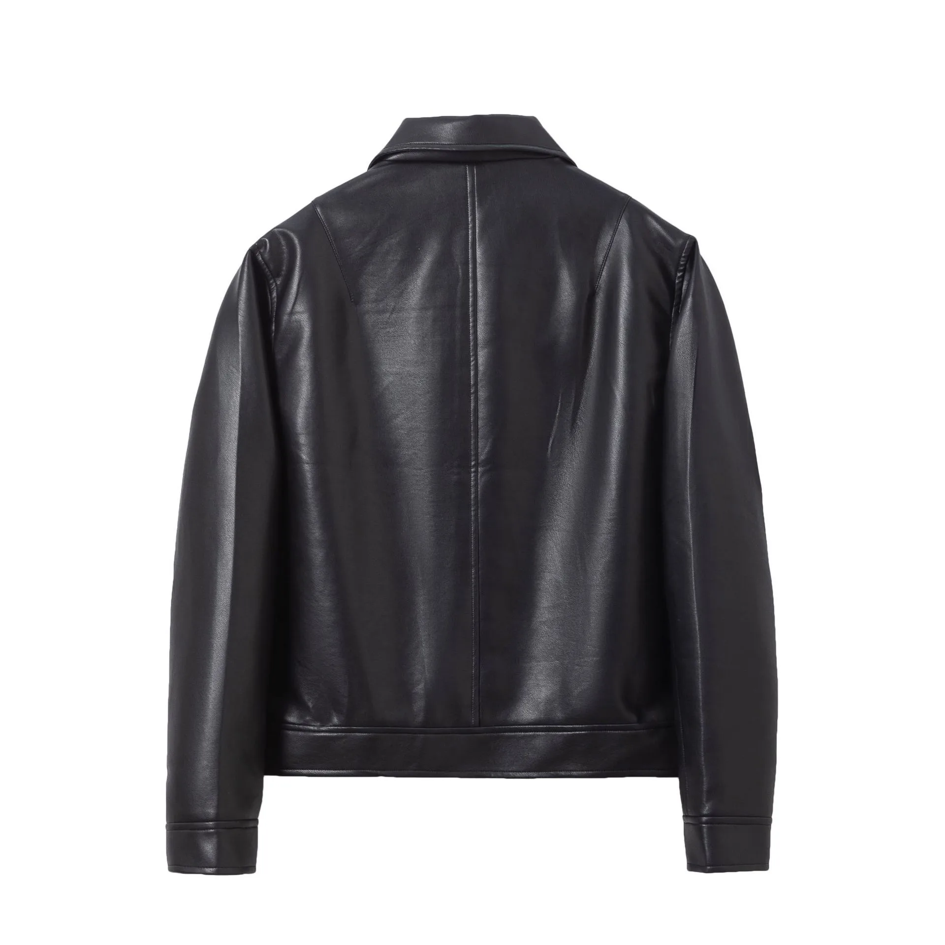 Jiayiku Fashion Brand  Autumn And Winter New American Retro Simple Short PU Leather Motorcycle Jacket Coat For Men And Women display picture 6