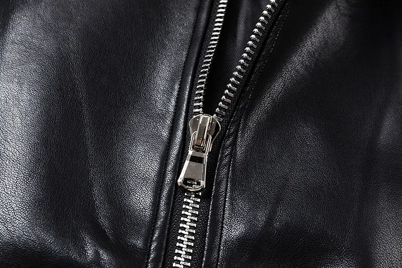 Jiayiku Fashion Brand  Autumn And Winter New American Retro Simple Short PU Leather Motorcycle Jacket Coat For Men And Women display picture 8