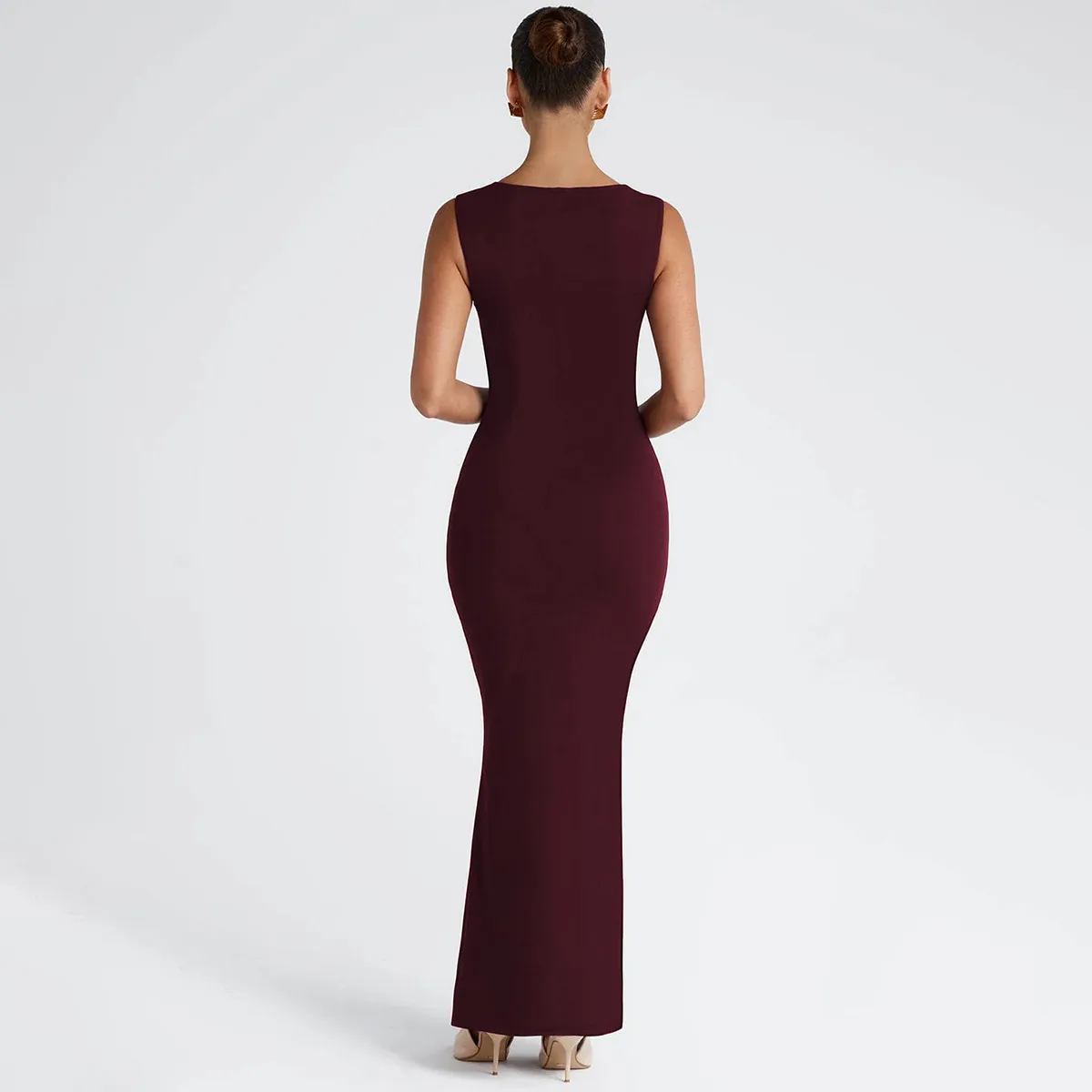 P006DS Europe And The United States  Fashion Temperament Slim Square Collar Sleeveless Waist Slim Hip Dress Dress display picture 6