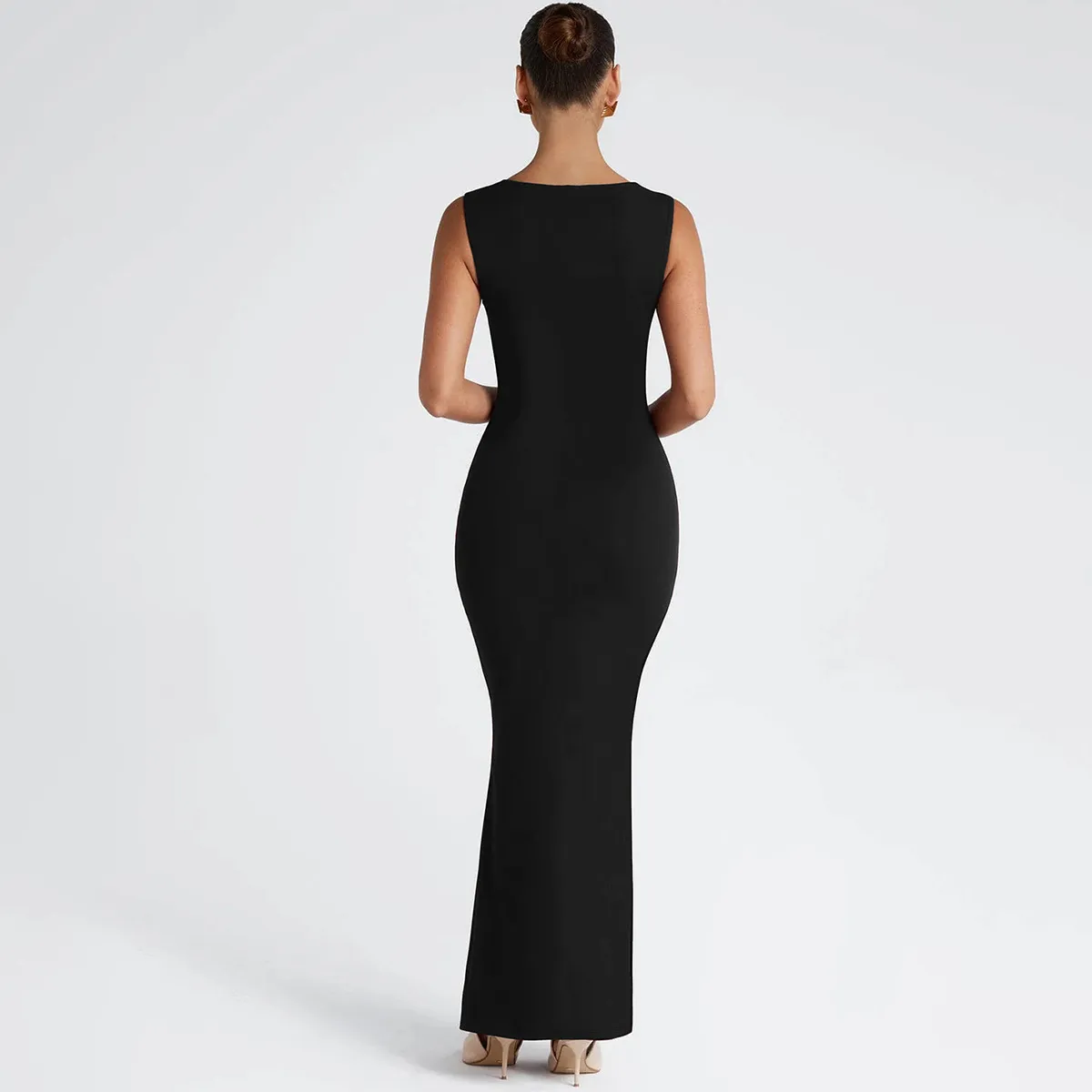 P006DS Europe And The United States  Fashion Temperament Slim Square Collar Sleeveless Waist Slim Hip Dress Dress display picture 16
