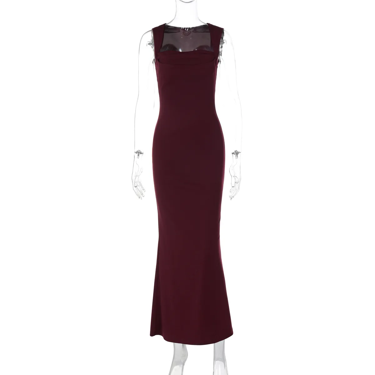 P006DS Europe And The United States  Fashion Temperament Slim Square Collar Sleeveless Waist Slim Hip Dress Dress display picture 24