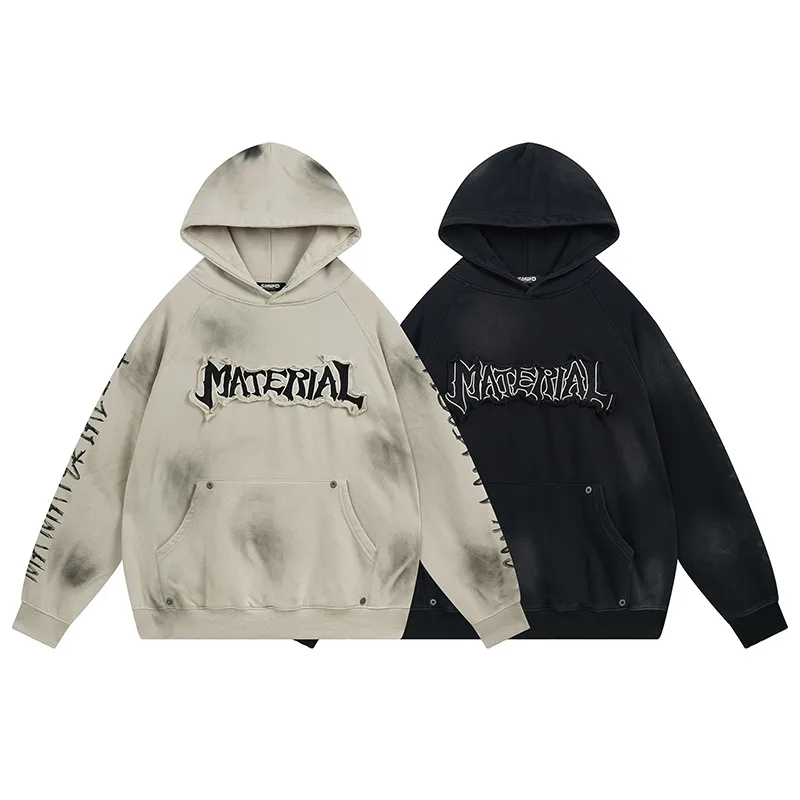 Jiayiku Men's  Waste Earth Style American-style Washed Heavy Hoodie Autumn And Winter New Cloth Embroidered Hooded Sweater display picture 2