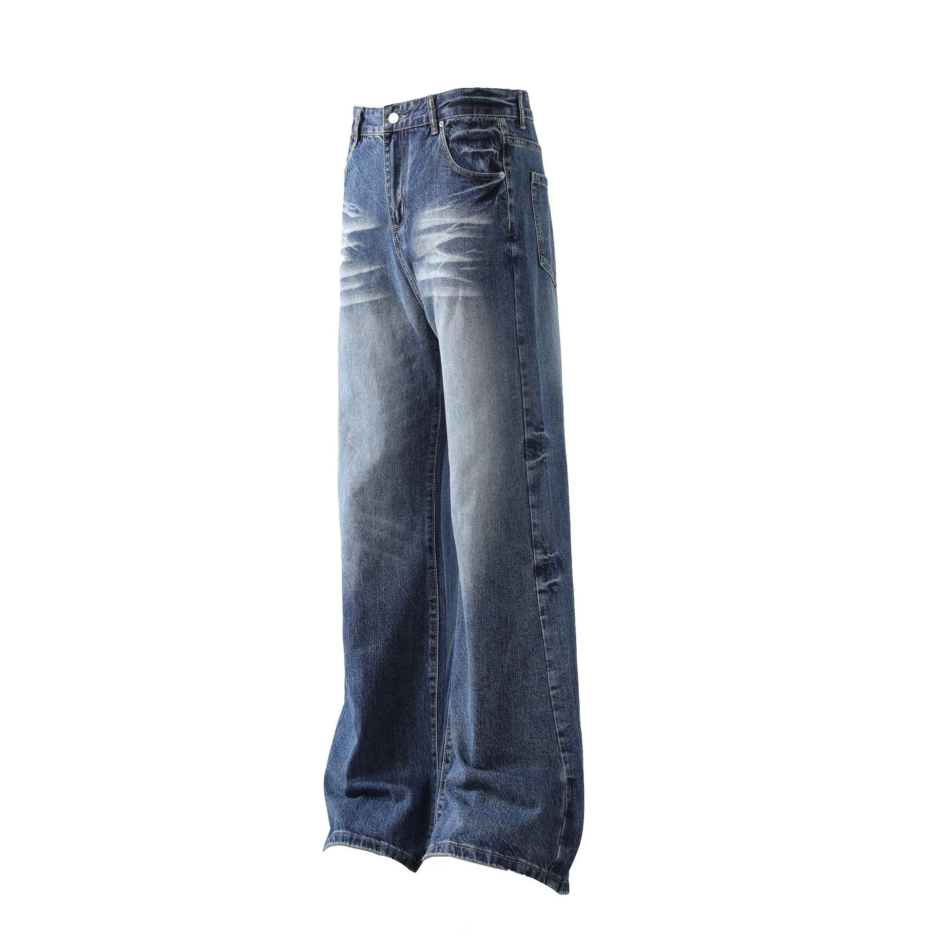 Jiayi Library Men's  New High Street American Style Micro-La Jeans Men's And Women's Retro Washed Loose Wide-leg Trousers display picture 4