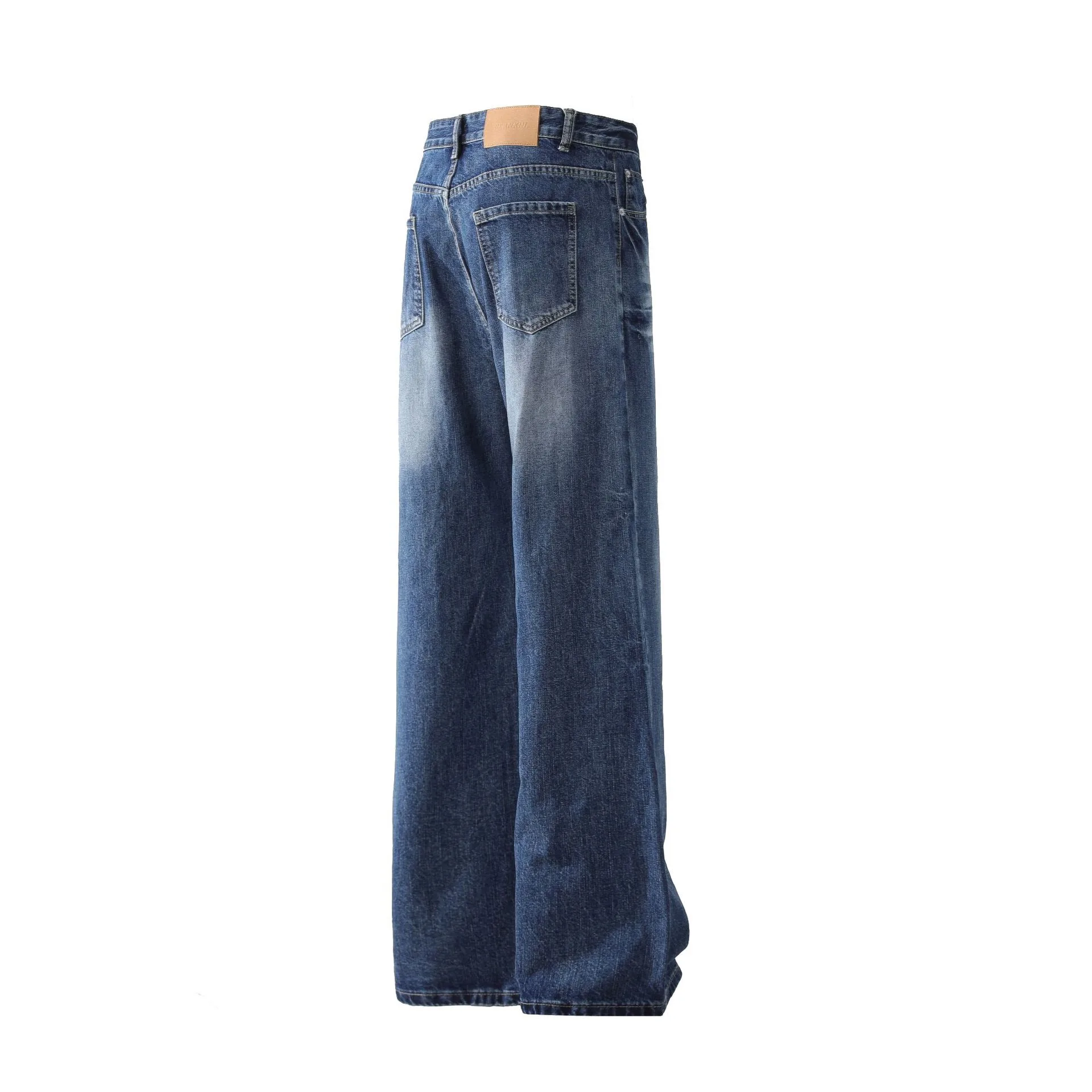 Jiayi Library Men's  New High Street American Style Micro-La Jeans Men's And Women's Retro Washed Loose Wide-leg Trousers display picture 6