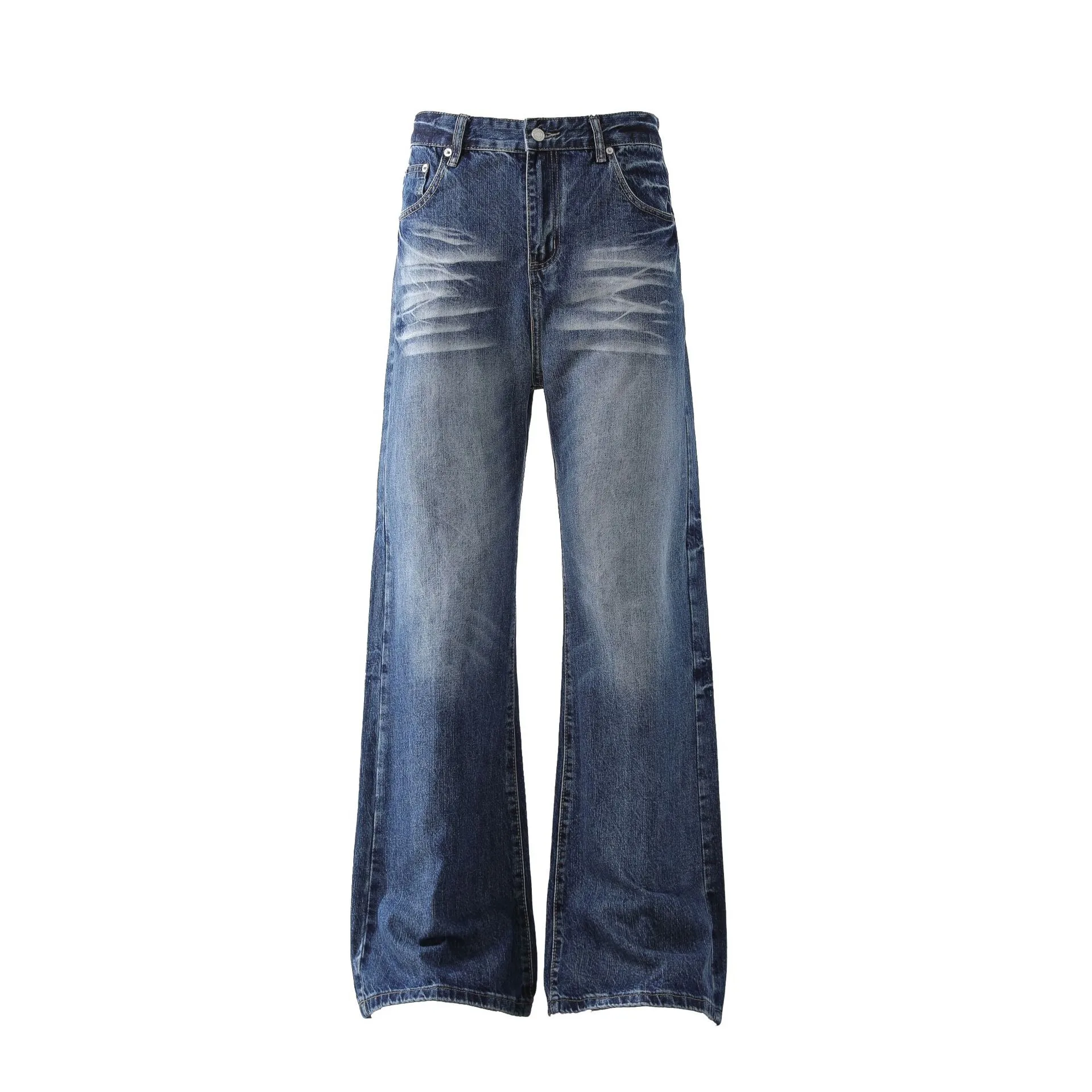 Jiayi Library Men's  New High Street American Style Micro-La Jeans Men's And Women's Retro Washed Loose Wide-leg Trousers display picture 3