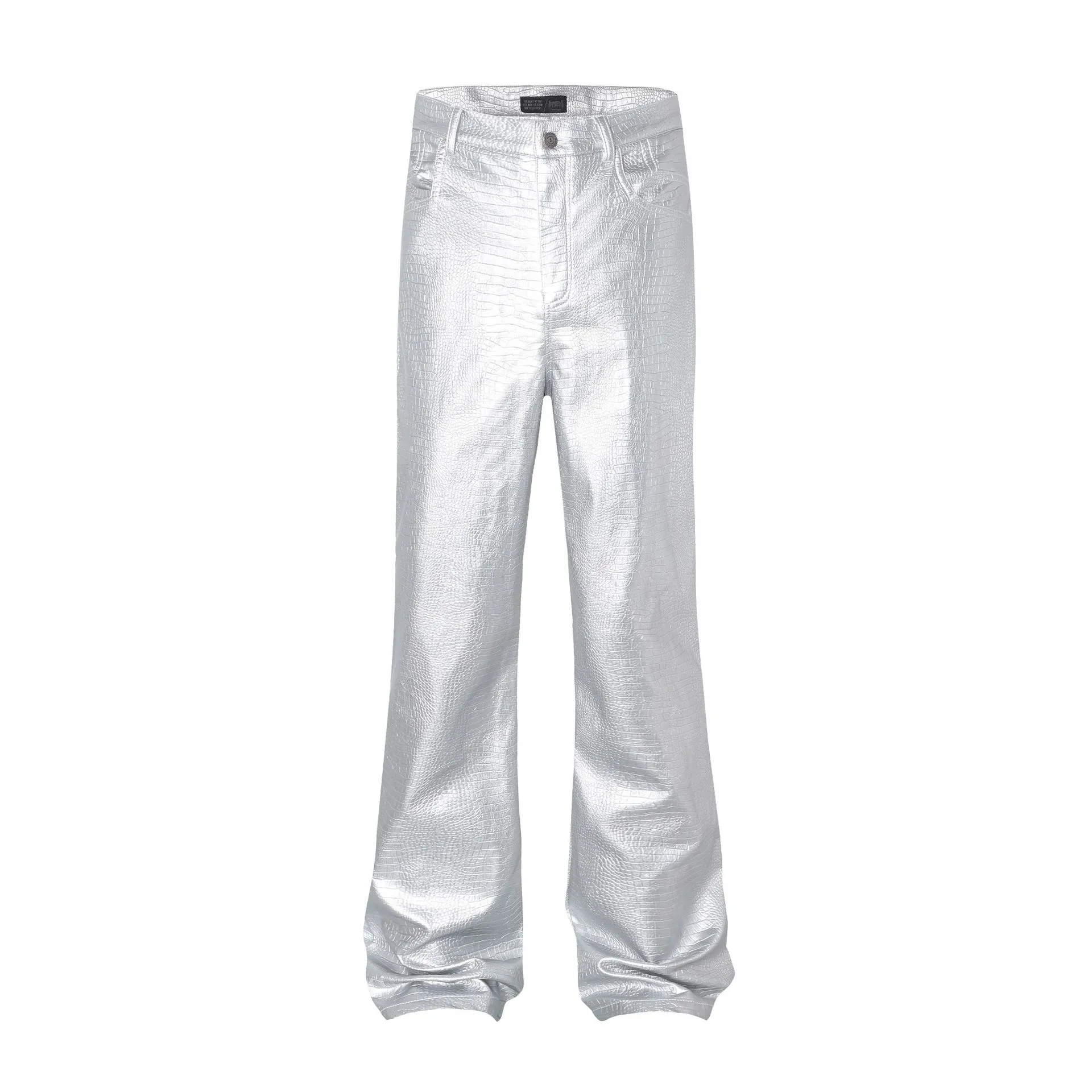 Jiayiku Fashion Brand  Autumn New High Street American Motorcycle Leather Pants Micro-la Niche Crocodile Pattern Wide-leg Pants display picture 21
