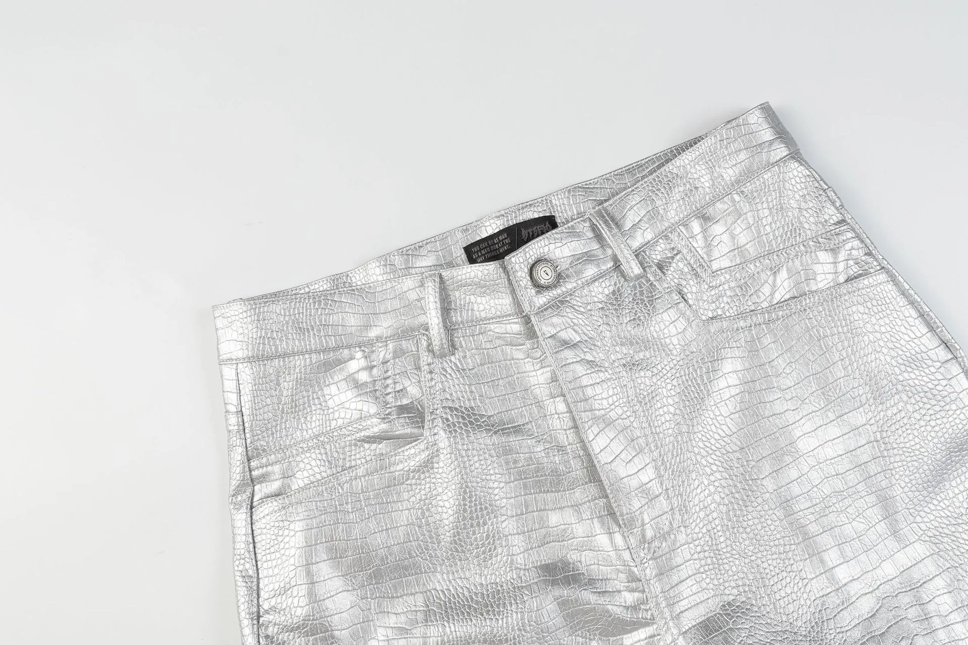 Jiayiku Fashion Brand  Autumn New High Street American Motorcycle Leather Pants Micro-la Niche Crocodile Pattern Wide-leg Pants display picture 25