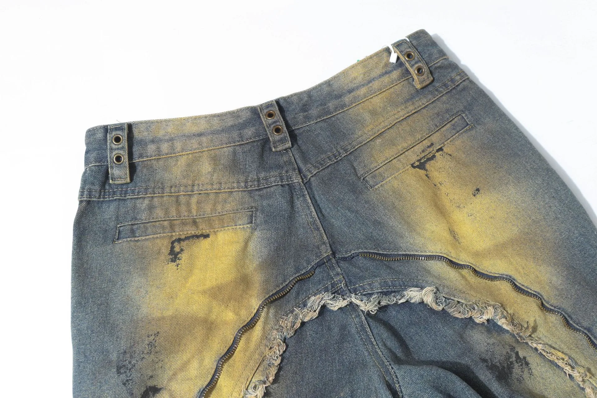 Jiayi Library Men's  New High Street American Style Heavy Industry Shaped Jeans Men's Waste Soil Wind Washed Workwear Trousers display picture 19