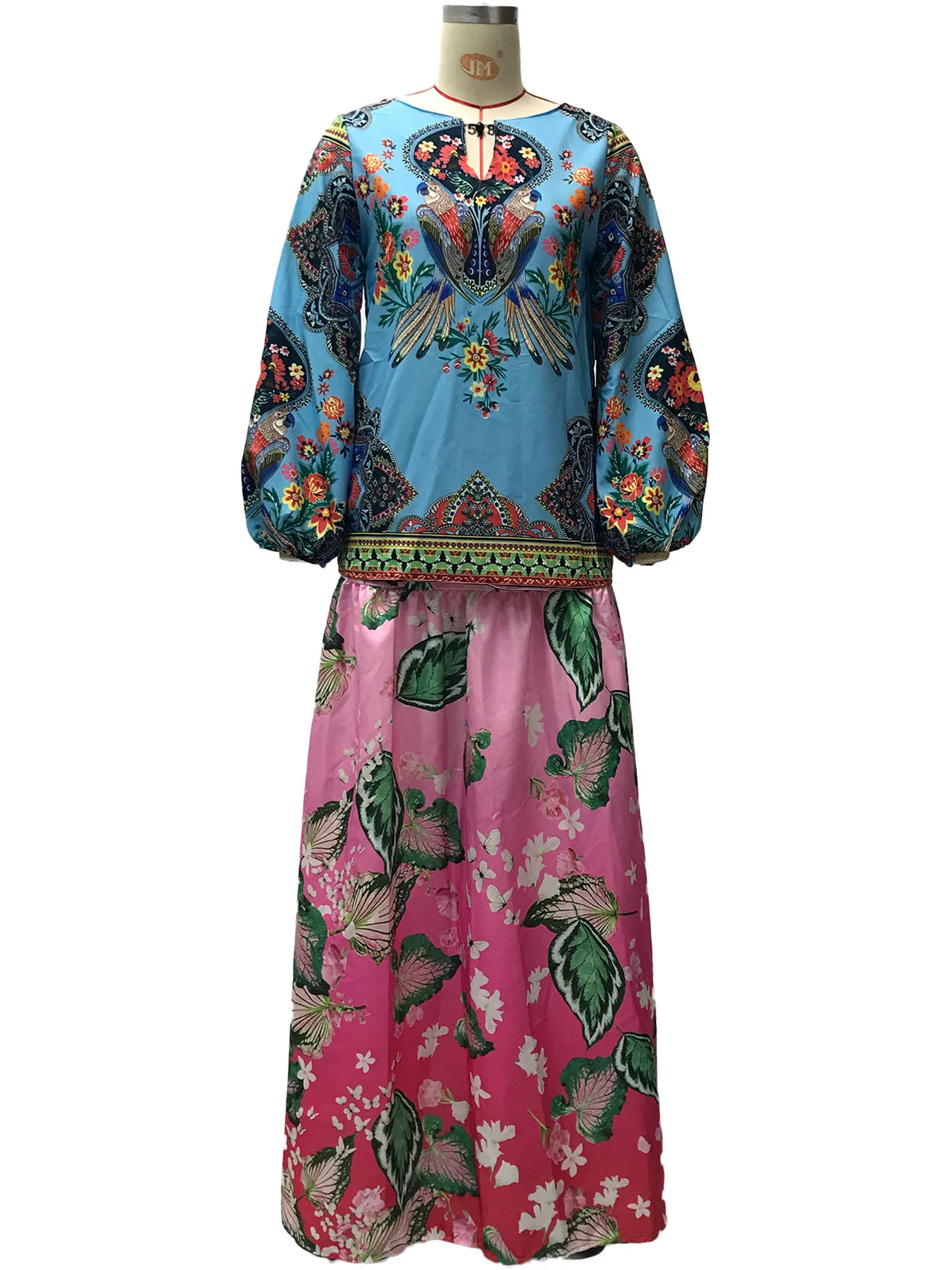 Spring And Summer New Women's Personalized Women's Digital Printing Round Neck Lantern Sleeve Shirt 5006 A Large Number Of Spot display picture 10