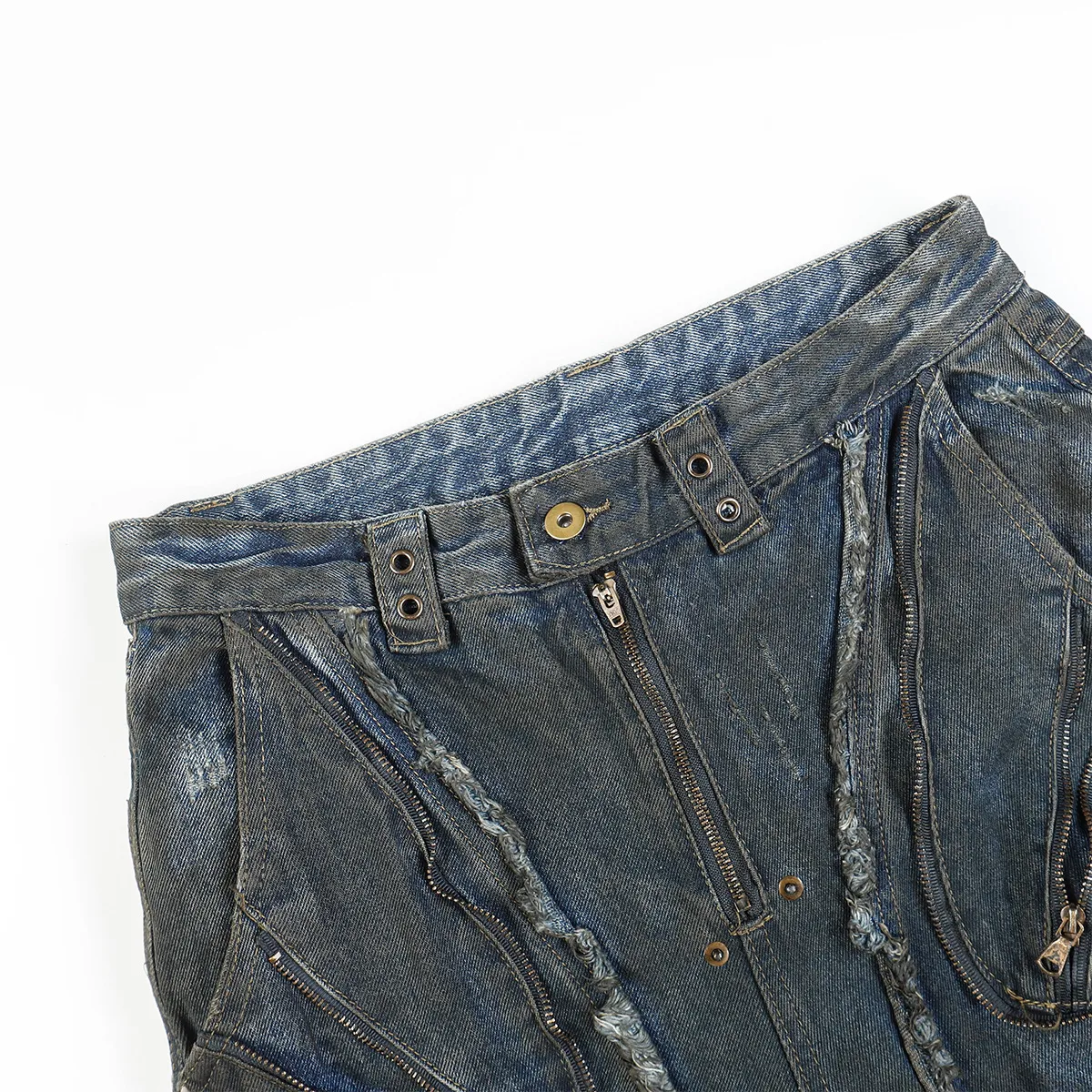 Jiayi Library Men's  New High Street American Style Heavy Industry Shaped Jeans Men's Waste Soil Wind Washed Workwear Trousers display picture 25