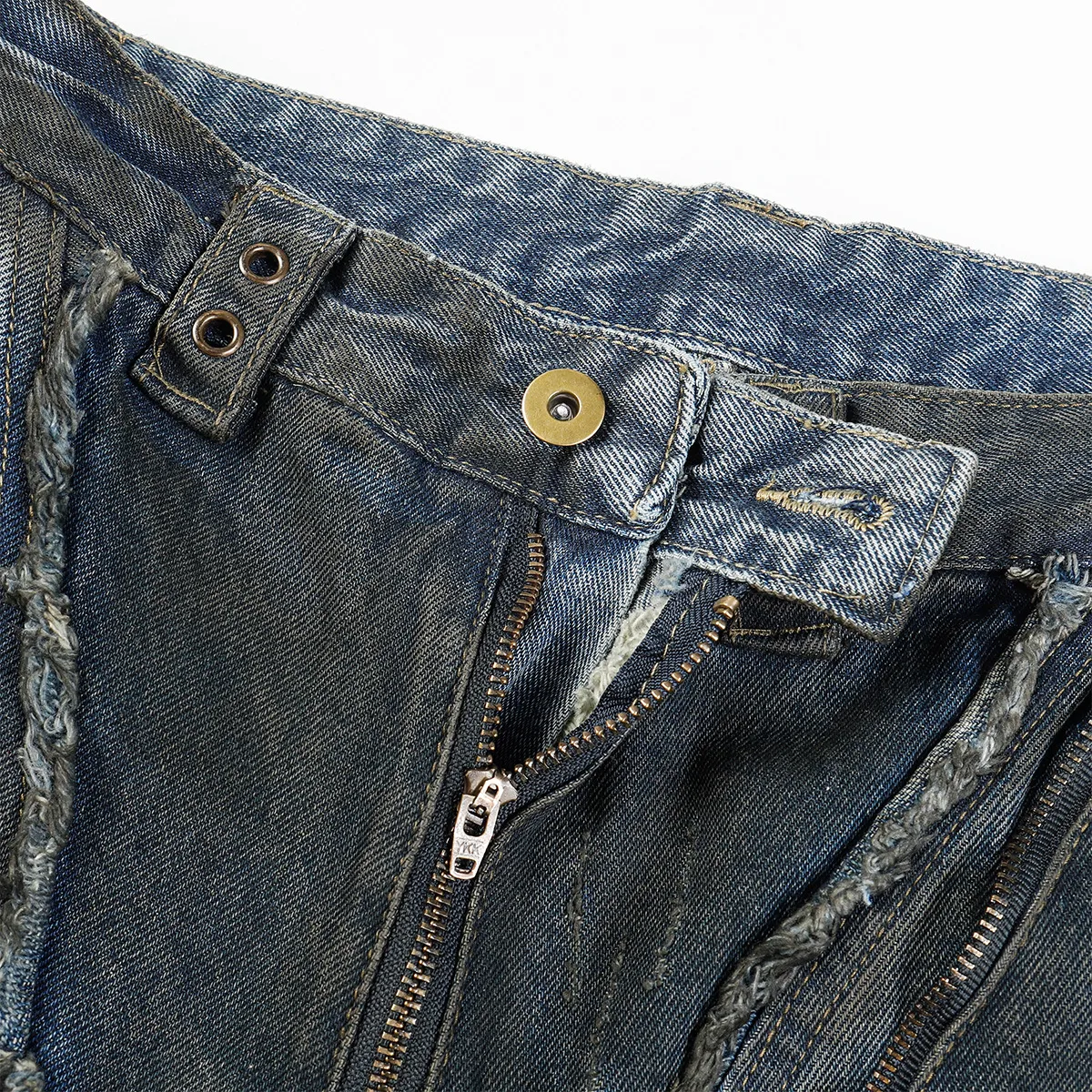 Jiayi Library Men's  New High Street American Style Heavy Industry Shaped Jeans Men's Waste Soil Wind Washed Workwear Trousers display picture 28